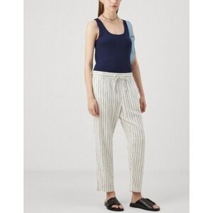GAP Easy Pant Striped Linen Blend Drawstring Waist Pants Women's Size XL